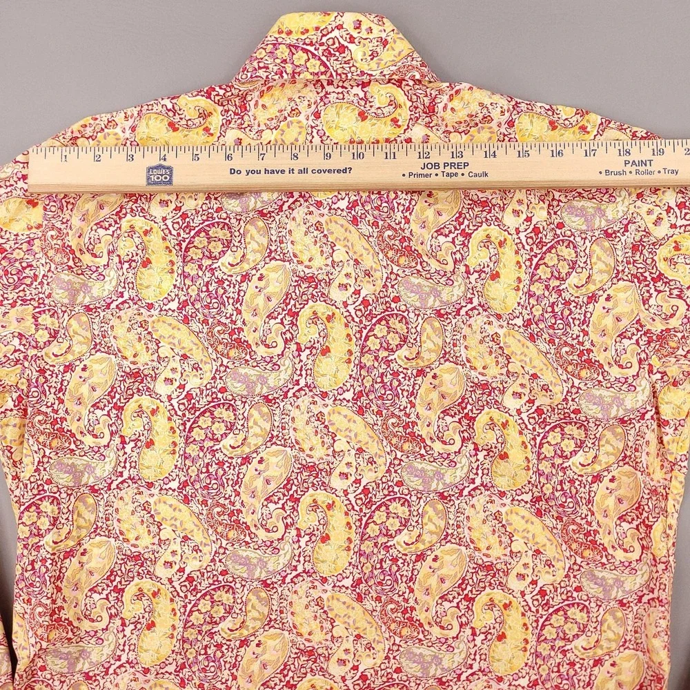Banana Republic Shirt Mens Medium Red Paisley Floral Long Sleeve Button Front